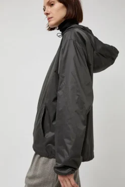 No.6 Store Glossy Nylon Half Zip Jumper in Charcoal