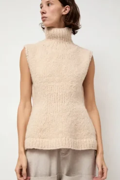 No.6 Store Handknit Peplum Shell in Alabaster