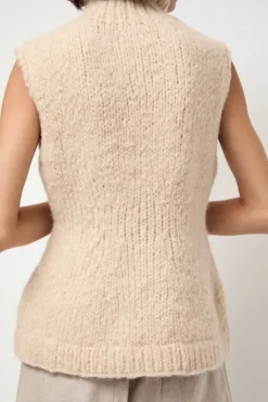 No.6 Store Handknit Peplum Shell in Alabaster