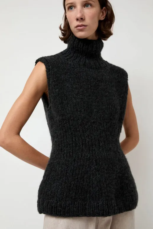 No.6 Store Handknit Peplum Shell in Ink