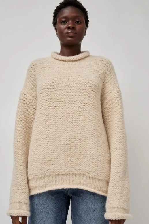 No.6 Store Handknit Purl Rollneck in Alabaster