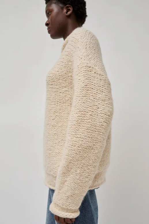 No.6 Store Handknit Purl Rollneck in Alabaster