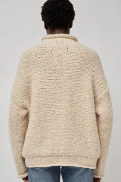 No.6 Store Handknit Purl Rollneck in Alabaster