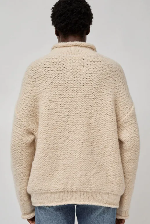 No.6 Store Handknit Purl Rollneck in Alabaster