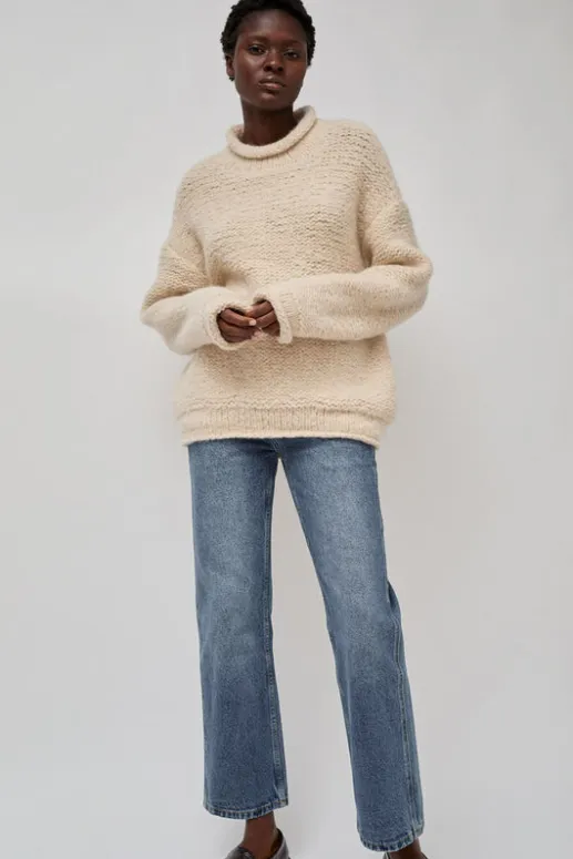No.6 Store Handknit Purl Rollneck in Alabaster