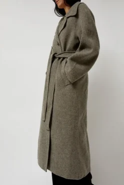 No.6 Store Handmade Long Wool Coat in Khaki Gray