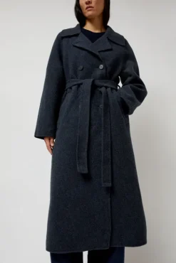 No.6 Store Handmade Long Wool Coat in Blue Navy