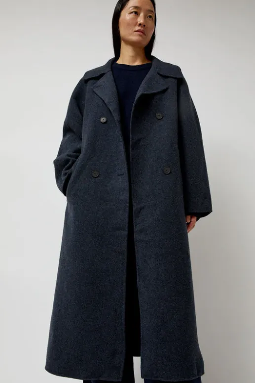 No.6 Store Handmade Long Wool Coat in Blue Navy
