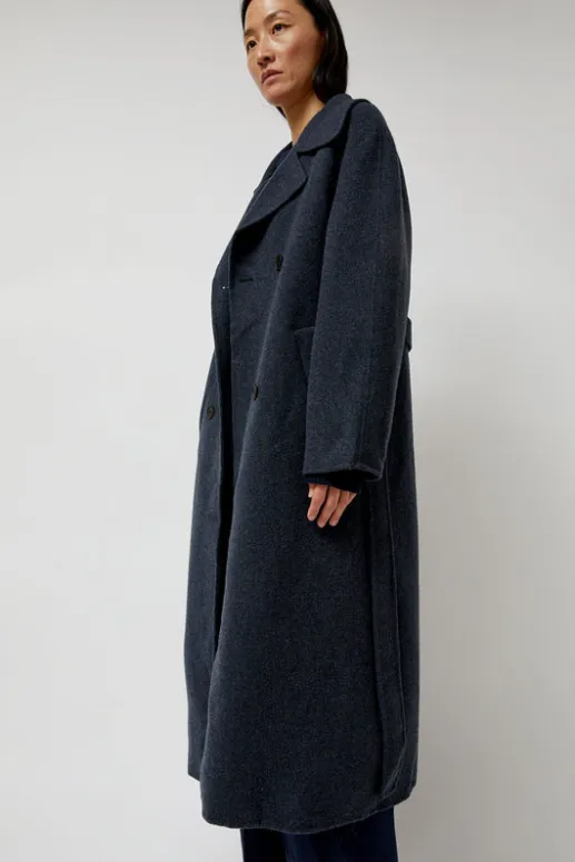 No.6 Store Handmade Long Wool Coat in Blue Navy
