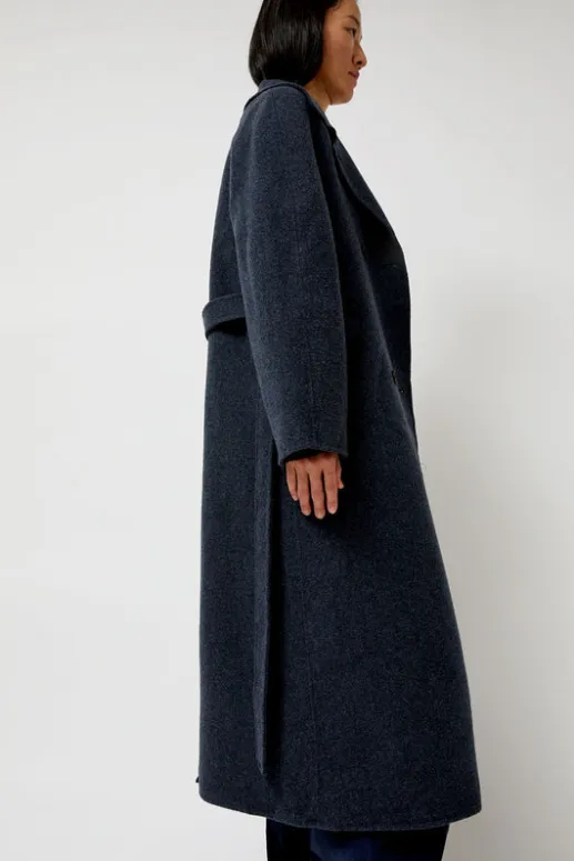 No.6 Store Handmade Long Wool Coat in Blue Navy