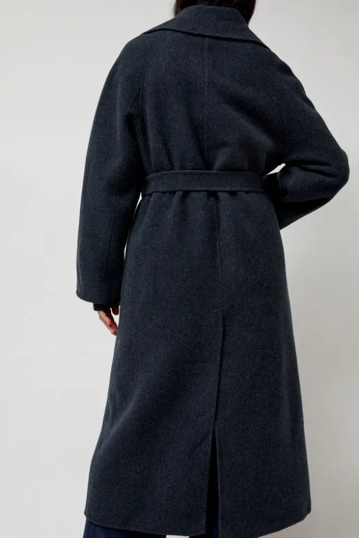 No.6 Store Handmade Long Wool Coat in Blue Navy