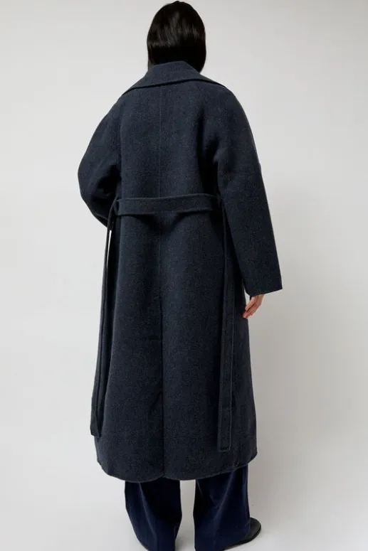 No.6 Store Handmade Long Wool Coat in Blue Navy