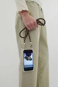 No.6 Store Handykette Iphone Necklace in Brown with White Thread