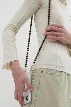 No.6 Store Handykette Iphone Necklace in Brown with White Thread