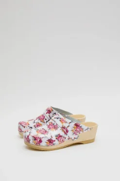 No.6 Store Hanna Studded Clog on Mid Wedge in Pink Rose Patent