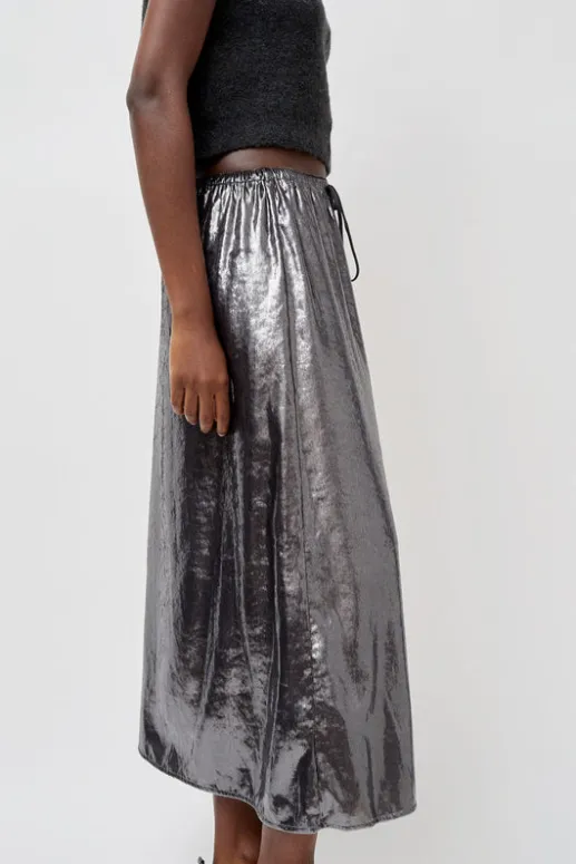 No.6 Store Inez Skirt in Silver Pony Hair