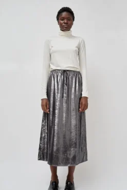 No.6 Store Inez Skirt in Silver Pony Hair