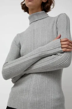 No.6 Store Inner Pleats Pola Knit in Grey
