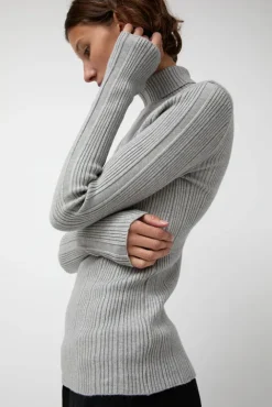 No.6 Store Inner Pleats Pola Knit in Grey