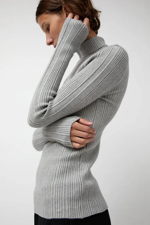 No.6 Store Inner Pleats Pola Knit in Grey