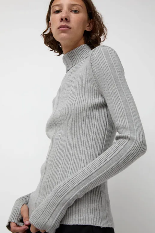No.6 Store Inner Pleats Pola Knit in Grey