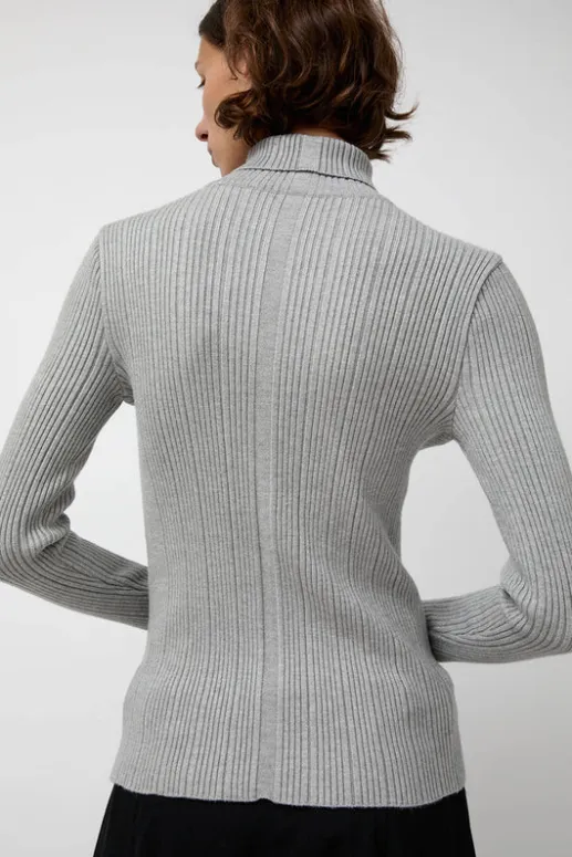 No.6 Store Inner Pleats Pola Knit in Grey