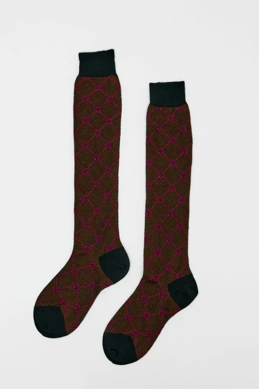 No.6 Store Knee High Clover Patterned Socks in Cipresso