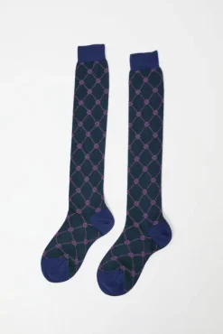 No.6 Store Knee High Clover Patterned Socks in Bluette