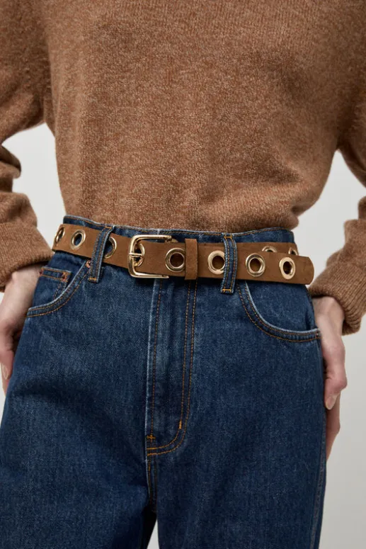 No.6 Store La Grande Keller Velours Belt in Tobacco