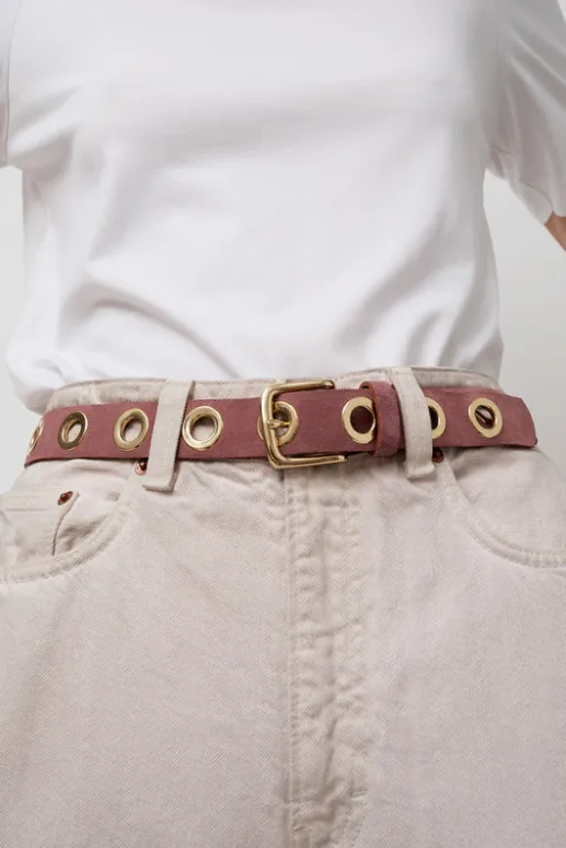 No.6 Store La Grande Keller Velours Belt in Brown Rose