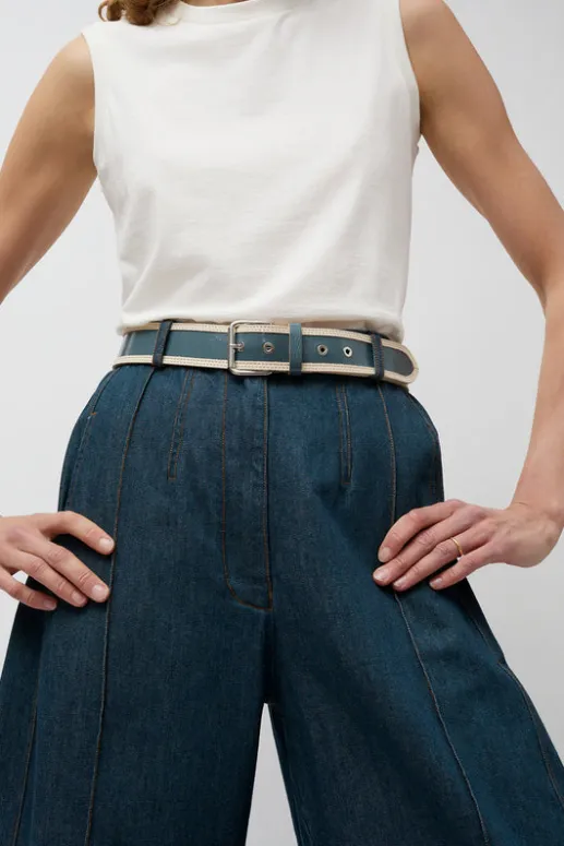 No.6 Store La Hydra Belt in Crispy Bleu Gris and Crema