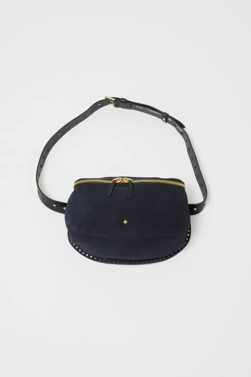 No.6 Store La New Grande Lili Velours Bag in Noir and Bleu Universe