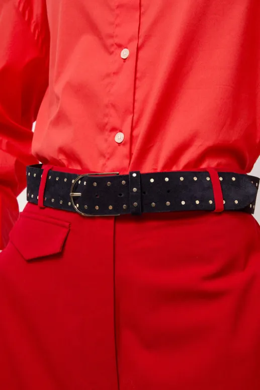 No.6 Store La Smala Velours Belt in Bleu Universe