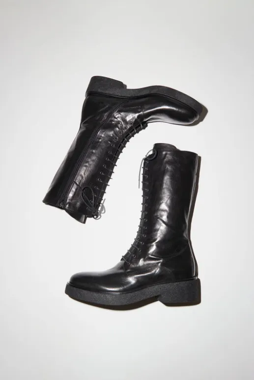 No.6 Store Lace Up Crepe Sole Boot in Nero