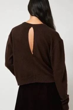 No.6 Store Lambswool Two Holes Solid Pullover in Brown