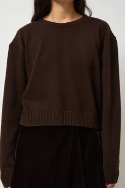 No.6 Store Lambswool Two Holes Solid Pullover in Brown