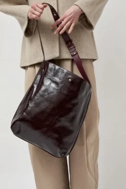No.6 Store Le Enzo Crispy Bag in Bordeaux and Crispy Cerise Noire
