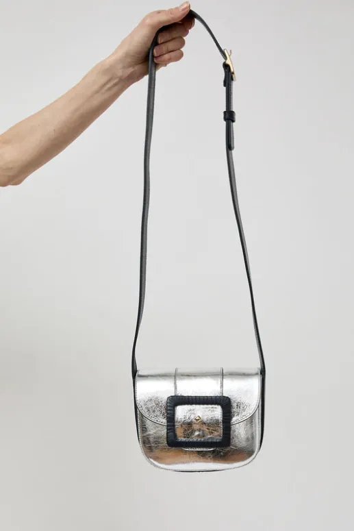 No.6 Store Le June Laminato Bag in Laminato Argent and Marine