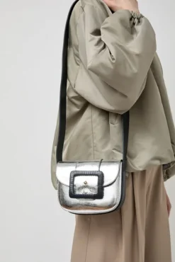 No.6 Store Le June Laminato Bag in Laminato Argent and Marine