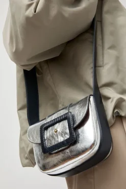 No.6 Store Le June Laminato Bag in Laminato Argent and Marine