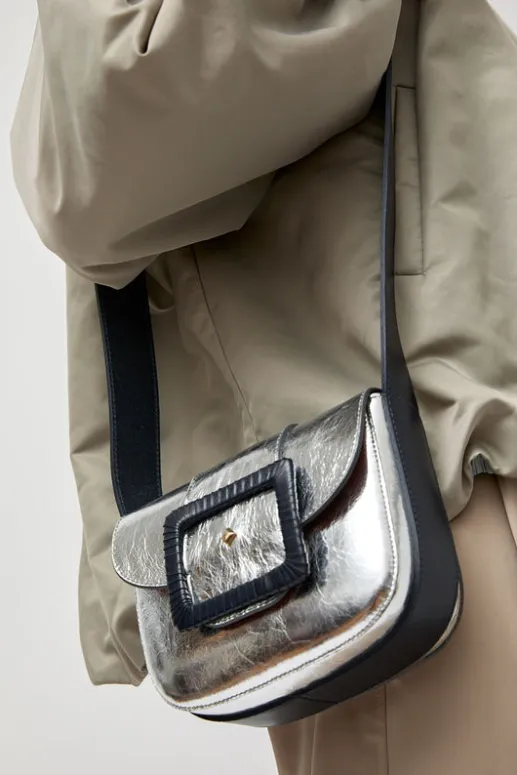 No.6 Store Le June Laminato Bag in Laminato Argent and Marine