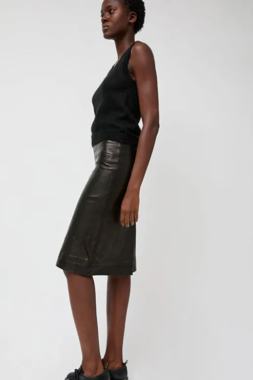 No.6 Store Leather Midi Skirt in Black