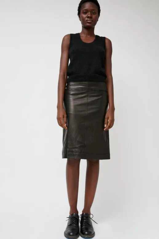 No.6 Store Leather Midi Skirt in Black