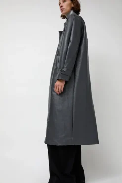 No.6 Store Leather Scarf Trench in Charcoal