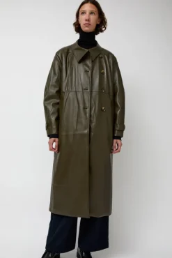 No.6 Store Leather Scarf Trench in Khaki