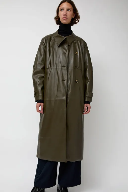 No.6 Store Leather Scarf Trench in Khaki