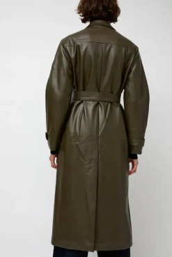 No.6 Store Leather Scarf Trench in Khaki