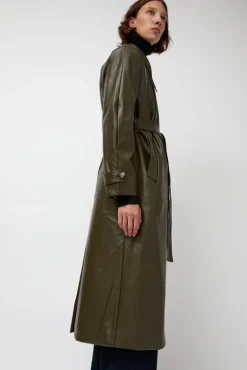 No.6 Store Leather Scarf Trench in Khaki