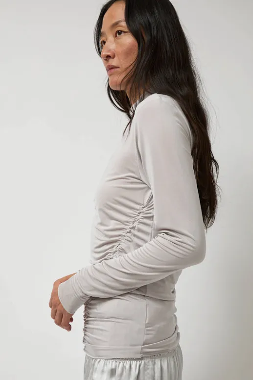 No.6 Store Light Jersey Slim Shirring Top in Silver