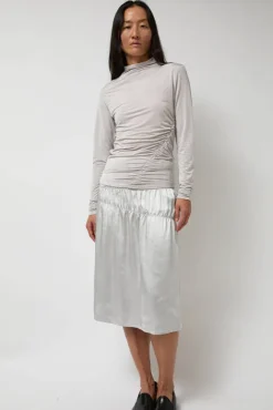 No.6 Store Light Jersey Slim Shirring Top in Silver
